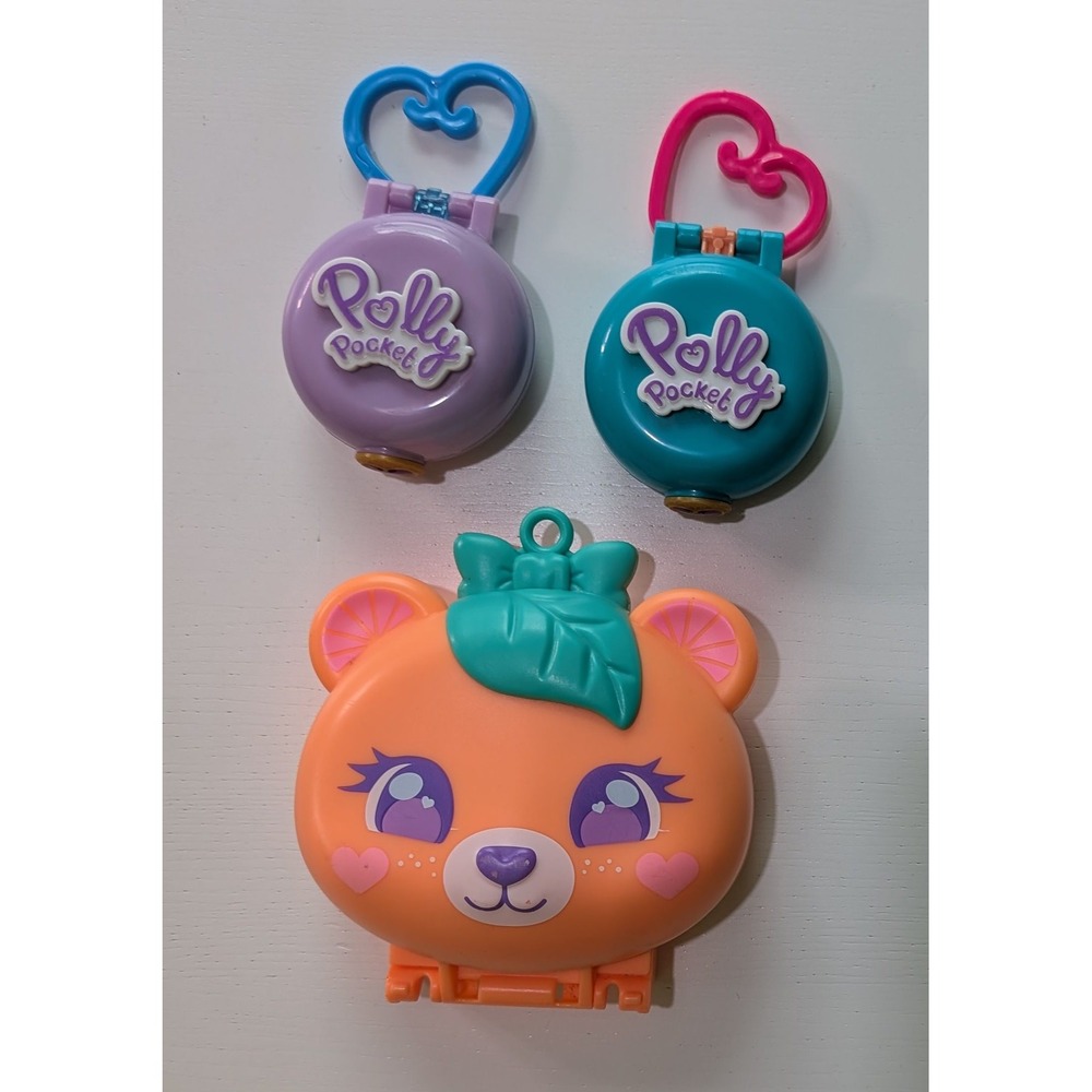 Polly Pocket Compact Lot Orange Bear Beach Purple Winter Teal Garden Mattel